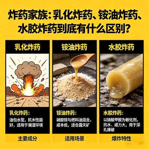 南岗炸药家族：乳化炸药、铵油炸药、水胶炸药到底有什么区别？